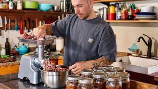 Life at our Cabin  Canning Moose Meat amp Making Sausage [upl. by Maghutte577]