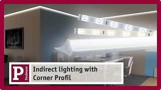 Indirect lighting Plaster mouldings and cove lighting with LED strips and Corner Profile [upl. by Arah]