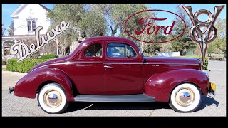 1940 Ford Deluxe Coupe in Monsoon Maroon Test Drive [upl. by Eanej]