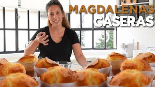 Magdalenas caseras esponjosas sin manteca en 1 solo paso Sin usar batidora receta económica [upl. by Cacilia]