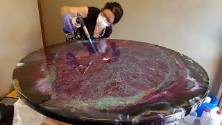 Epoxy Resin Table Top Step by stepDual Heat action DIYDemo [upl. by Nnylrebma659]