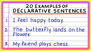 DECLARATIVE SENTENCES  5  10  20 Examples of DECLARATIVE SENTENCES  in English Grammar [upl. by Sukramed]