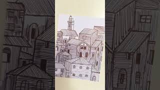 Buildings pen sketch 🖊️🏬🏢building architecture perspective art drawing shortvideo viral [upl. by Clapp511]