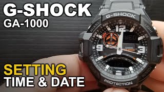 GShock GA1000  Setting the Time and Date tutorial [upl. by Stahl]