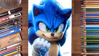 Drawing Sonic the Hedgehog using colored pencils [upl. by Divine]