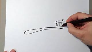 How to Draw a Toothbrush  Very Easy  For Kids [upl. by Ttebroc]