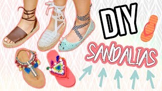 DIY  Cómo hacer 5 sandalias en 5 minutos  FÁCIL RÁPIDO Y BARATO [upl. by Luapnhoj]