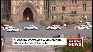 Breaking news on CBC News Network Shooting in Ottawa 2014 [upl. by Aizirtap]