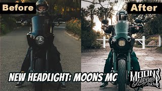 HarleyDavidson Headlight How to install Moons MC Fly Eye V2 With Memphis Shades Road Warrior [upl. by Anyg]