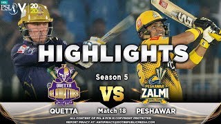 Peshawar Zalmi vs Quetta Gladiators  Full Match Highlights  Match 18  5 March  HBL PSL 2020 [upl. by Shieh438]