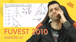FUVEST 2012  Q67  Em um tetraedro regular de lado A a distância entre os pontos médios de [upl. by Nyret133]