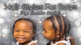 HAIRSTYLES FOR BOYS Pop Smoke Braids  Using TPH products [upl. by Eisiam]