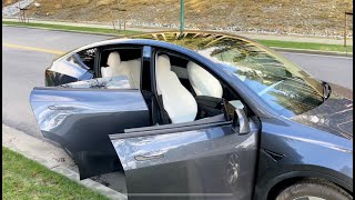 Real life 2021 Tesla Model Y WHITE INTERIOR review NO TALKING [upl. by Viridi]