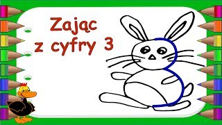 🐇 Jak narysować królika z cyfry 3 krok po kroku  Jak rysować zwierzęta [upl. by Bonnibelle623]