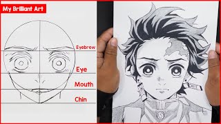 How to Draw Tanjiro Kamado Easy  Demon Slayer My Brilliant Art [upl. by Ibba]