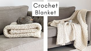 Chunky OneRow Repeat Crochet Blanket Tutorial [upl. by Martineau]