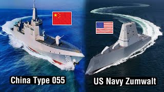 China Type 055 vs US Navy Zumwalt Who is more terrible [upl. by Atinrehs]