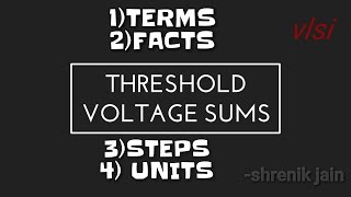 THRESHOLD VOLTAGE sums MOS transistorPMOSNMOS VLSI [upl. by Yuk]