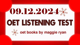 OET LISTENING TEST 09122024 maggie ryan oet oetexam oetnursing oetlisteningtest [upl. by Atauqal]