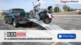 Black Widow Aluminum Folding Arched Motorcycle Ramp  10 Long [upl. by Amandie167]