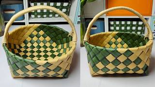 How to craft rattan basket with handle diy diybasket handmade [upl. by Notfa]