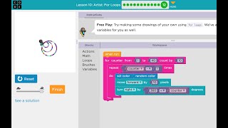 Code org Course 4 Lesson 10 Artist For Loops [upl. by Landahl]