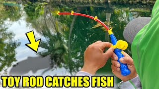 CATCHING FISH with TOY FISHING ROD from Dollar General [upl. by Josey]