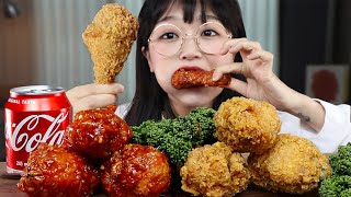 황금올리브 양념치킨 후라이드치킨 먹방 SPICY FRIED CHICKEN MUKBANG  ASMR EATING SOUNDS [upl. by Sheets]