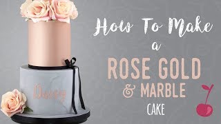 Rose Gold and Marble Cake Tutorial  How To  Cherry School [upl. by Jeniffer]