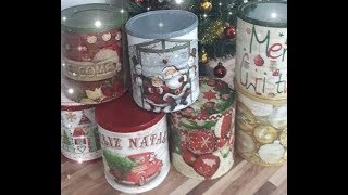 Latas decoradas para NATAL [upl. by Ahsitil]