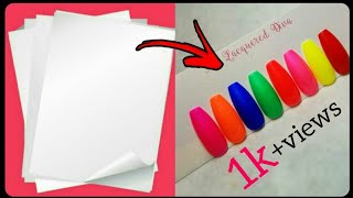 How to make fake nails with paper  without nail glue  HampH DIY [upl. by Ern]