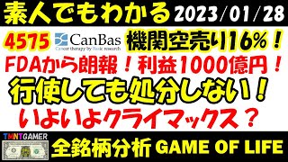 【全銘柄分析】4575 キャンバス！CBP501のFDAオーファンドラッグ指定受領！利益1000億円？最後の行使処分なし！やはり行使側が材料待ち！機関空売り16％台！出来高に注目！【20230128】 [upl. by Arihaj736]