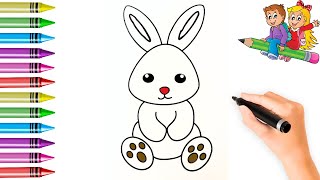 Easy Rabbit Drawing for Kids How to Draw a Cute and Simple Rabbit Art videos [upl. by Etnud491]