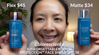 Best Tinted Mineral Sunscreens 2021 Colorescience Face Shield Flex Vs Matte SPF 50 Sunscreens [upl. by Aihtibat]