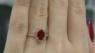 178 Carat Oval Cut Ruby and Diamond Halo Engagement Ring GR013 [upl. by Waller]