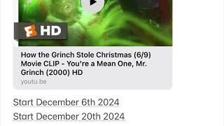 The grinch 2000 starts December 6 2024 amp December 20 2024 amp December 4 2026 [upl. by Costanzia]