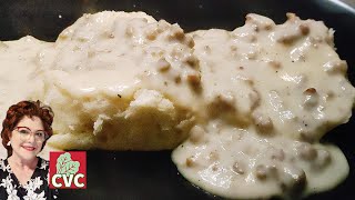 Sausage Gravy  Hand Rolled Homemade Biscuits  Country Breakfast [upl. by Ideih]