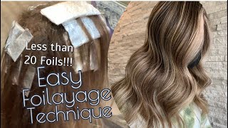 Easy FOILAYAGE Technique  Less Than 20 Foils Used To Create Blended Balayage [upl. by Ttcos]