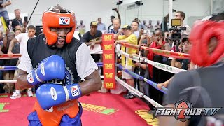 FLOYD MAYWEATHER SPARRING  SCHOOLS SPARRING PARTNERS PREPARING FOR NEXT FIGHT FULL VIDEO [upl. by Odelet67]