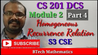 DCS Module 2  Part 4  Homogeneous Recurrence Relation  S3 CSE [upl. by Banna395]