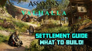 Assassins Creed Valhalla Settlement Building  What To Build  First 5 Buildings [upl. by Mikal]