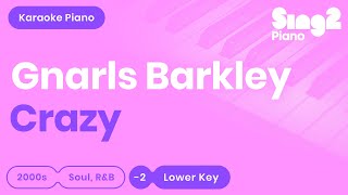 Gnarls Barkley  Crazy Lower Key Piano Karaoke [upl. by Mansur]