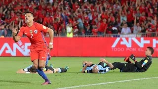 GOLES DE ALEXIS SÁNCHEZ CHILE 3 URUGUAY 1 FECHA 12 151116 [upl. by Ulani214]