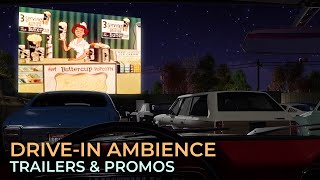 DriveIn Movie Theater Ambience  Nostalgic Screen Mix  Movie Trailers  Intermission Ads [upl. by China699]