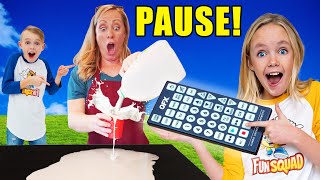 Kids Fun TV Pause Remote Challenge Compilation Sneaky Jokes [upl. by Linetta]