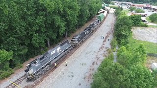 NS 211 Hits Truck Stuck on Tracks and Derails at the Museum in Duluth GA [upl. by Yecaj]