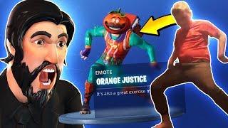 ORANGE SHIRT KID MADE IT INTO FORTNITE Orange Justice Emote amp Season 4 Gameplay [upl. by Shama878]