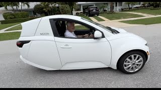 Test driving the Solo Electra Meccanica 3 wheel electric car [upl. by Eenattirb122]