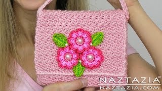 HOW to CROCHET FLOWER PURSE  DIY Tutorial for Clutch Bag Handbag with Lining [upl. by Whitby]