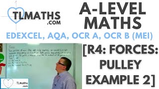 ALevel Maths R407 Forces Pulley Example 2 [upl. by Hogan]